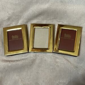 Vintage Solid Brass Hand-Polished and Lacquer-Coated Picture Frames Set of 3